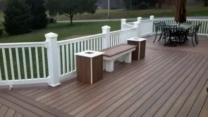 Fiberon IPE and Rosewood Planter Boxes with matching bench