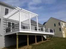 450 Sq Ft Fiberon Cottage Gray Deck with Graphite Double Picture Frame Border Pergola Side