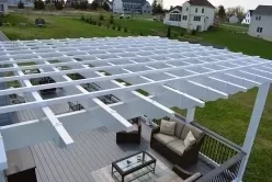 450 Sq Ft Fiberon Cottage Gray Deck with Graphite Double Picture Frame Border Top Pergola 2