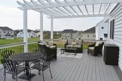 450 Sq Ft Fiberon Cottage Gray Deck with Graphite Double Picture Frame Border Top View