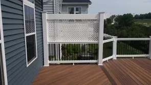 White Rails with Black Balusters and Trellis with Privacy Screen