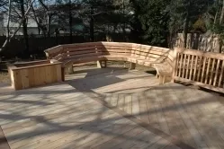 Lowered Octagon with Angled Back Cedar Bench and Planter Box in Gaithersburg MD