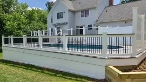 Pool Deck with Monument Vinyl White Lincoln Rails