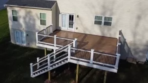 Mount Airy Deck Features Monument Vinyl White Lincoln Rail