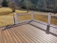 Mount Airy Maryland Deck with White Vinyl Rails and Black Balusters