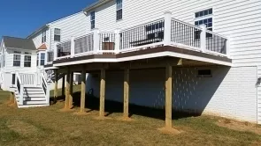Monument Vinyl White Rails and Black Round Balusters in Hagerstown Maryland