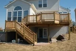Wood deck with multi level stairs